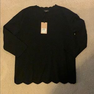 halogen scallop hem sweater